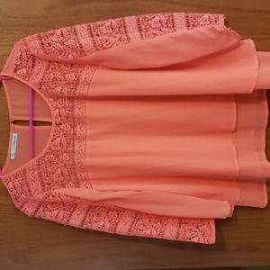 Maurices Peach Tiered Crochet Top Large